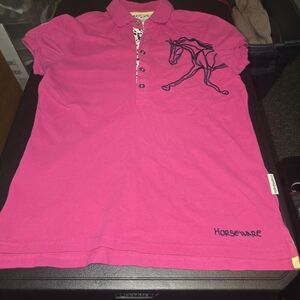 Pink Polo Short Sleeve Women's Top